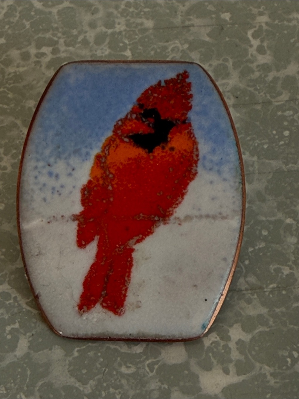 Enamel Cardinal brooch